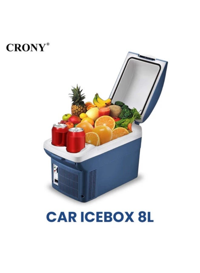 CRONY 8L Portable Mini Car Refrigerator | Low Noise Compact Cooler & Warmer | 12V DC, 30W | AC/DC Powered with Self-Locking Lid, Removable Shelf & Cup Holder 8L Portable Mini Car Refrigerator – Low Noise Compact Cooler & Warmer, 12V DC, 30W, AC/DC Powered, Self-Locking Lid, Removable Shelf & Cup Holder – Ideal for Road Trips, Camping, and Outdoor Adventures - Image 1